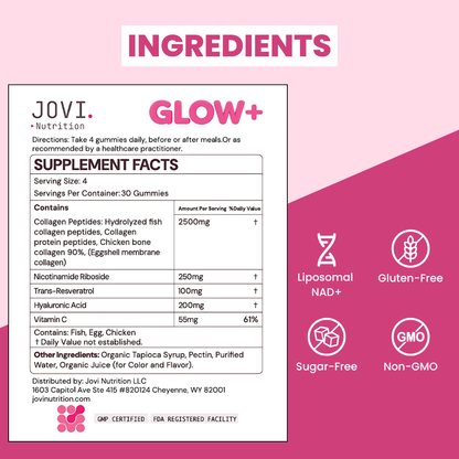 Jovi GLOW+ NAD⁺ & Collagen Gummies