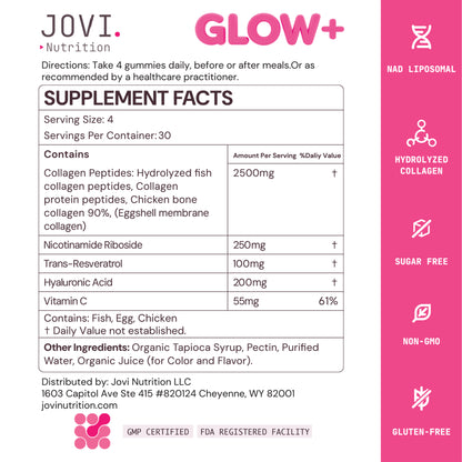 Jovi GLOW+ NAD⁺ & Collagen Gummies