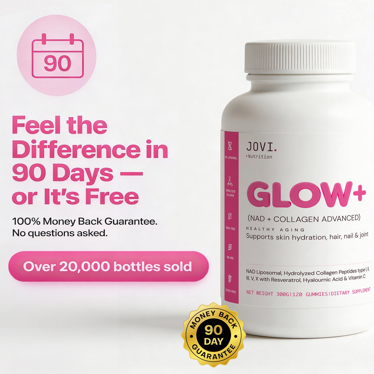 Jovi GLOW+ NAD⁺ & Collagen Gummies